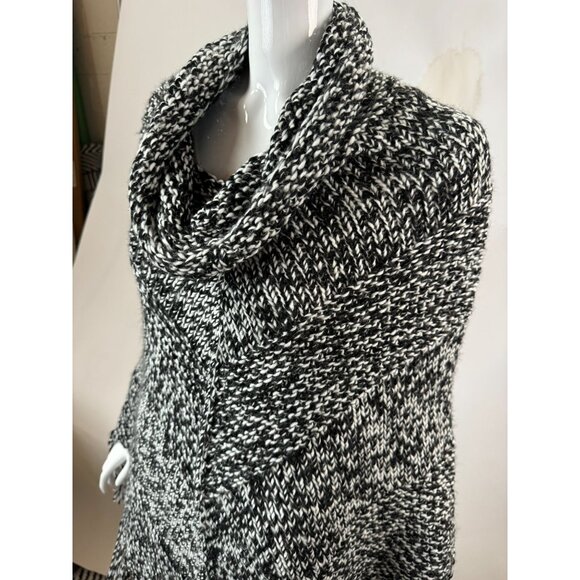 Ann Taylor Loft Acrylic Knit Cowl Neck Poncho With Fringe Made in Italy - Picture 5 of 16